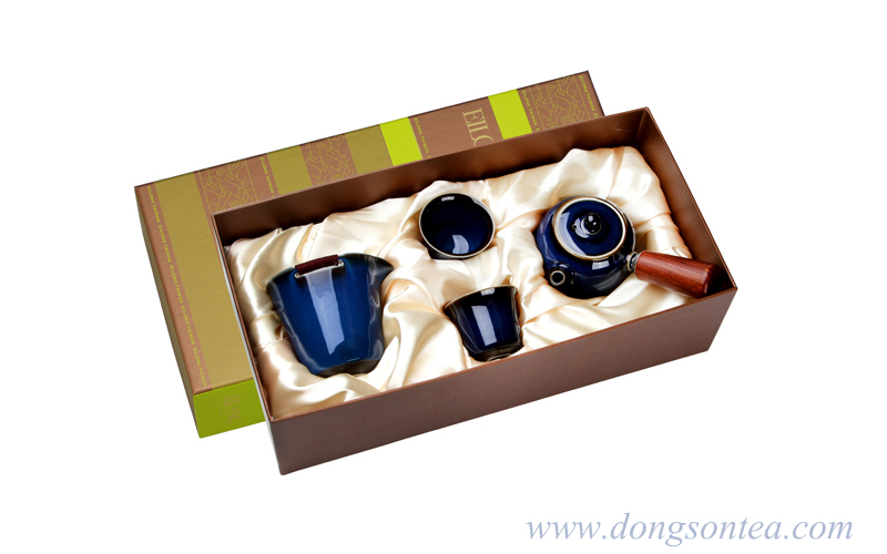 Fur of Hare Glaze Tea Ware Gift Set-Blue(4 PCS)