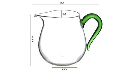 Glass Pitcher with Green Handle